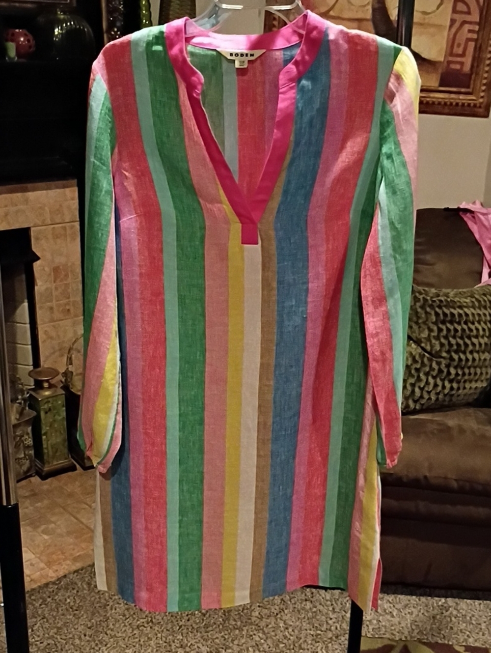 Boden Cleo Multicolored Striped Linen Dress - Picture 5 of 11